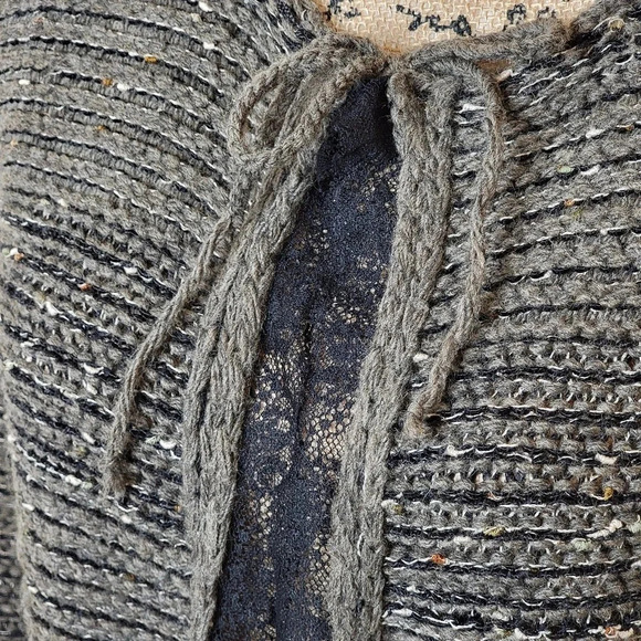 AMARYNTH Women's Alpaca Wool Italian Crocheted Lace Trim Cardigan Size Large - Picture 12 of 13